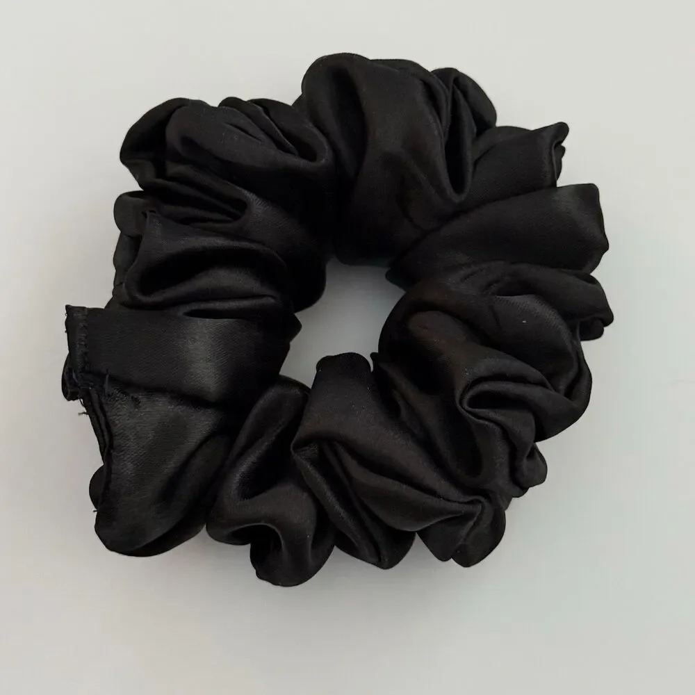 Luxury Black Satin Scrunchie Handmade – Statement Hair Accessory - Picture 7 of 10